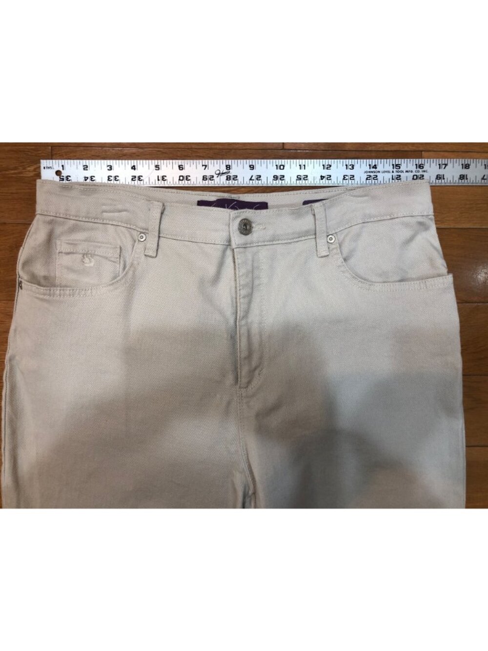 Gloria Vanderbilt Amanda Classic 5-pocket Straight Leg Light Beige Jeans Size 14 - Picture 3 of 10